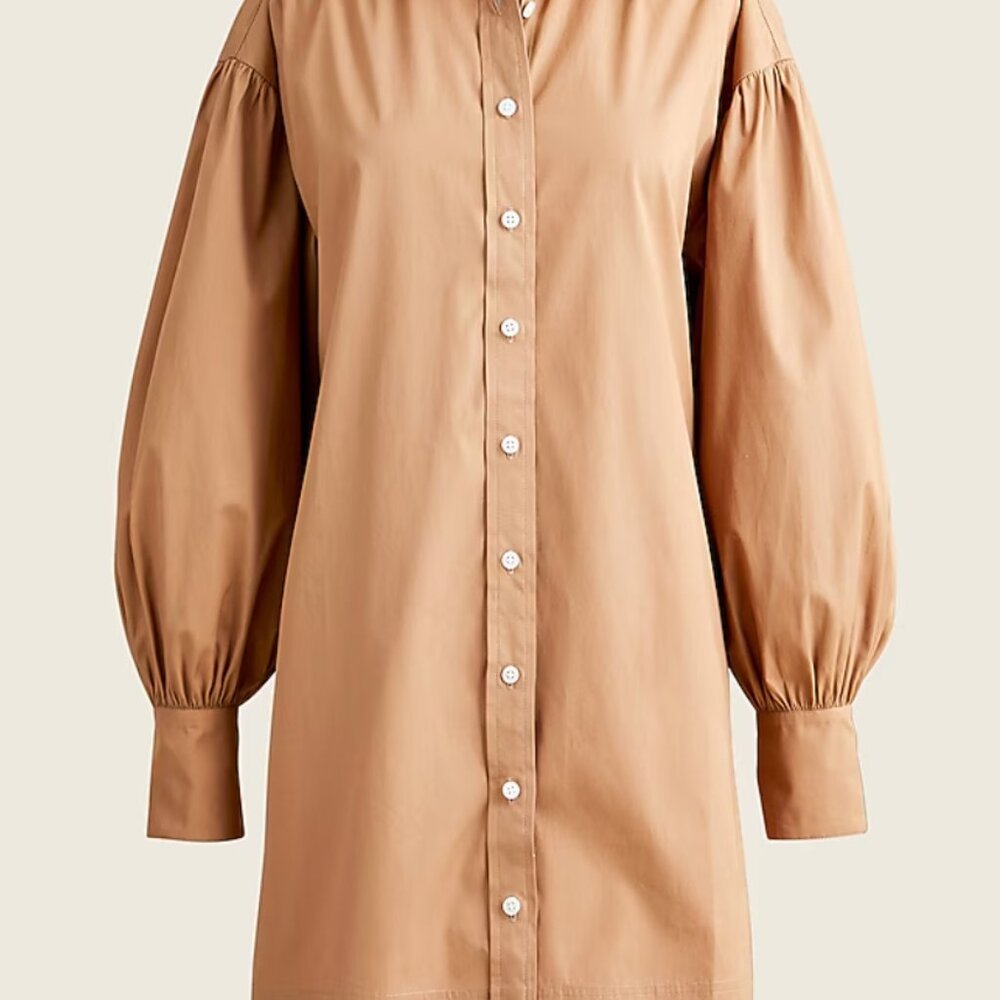 J. Crew Puff-sleeve cotton poplin mini shirtdress - XXS - NWOT